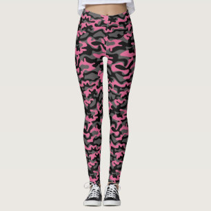 Leggings Rose/guêtres de femmes grises de camouflage