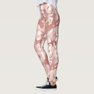 Leggings Rose métallique Parties scintillant d'or Camo en