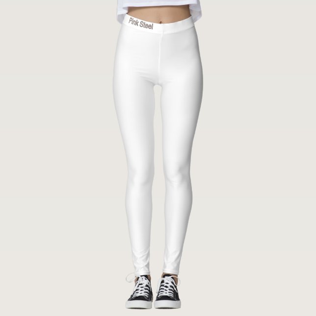 Leggings rose métallisé taille blanche devant (Devant)