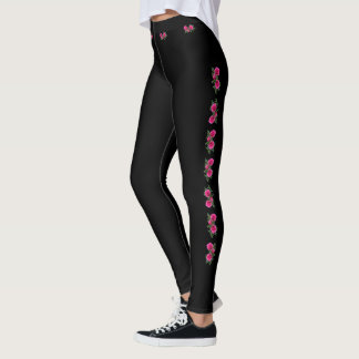 Leggings Rose Motif noir