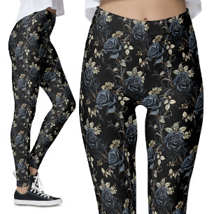 Leggings Rose noir romantique foncé Imaginaire gothique Vin