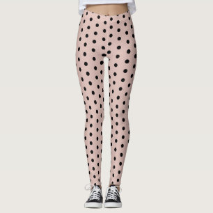 Leggings Rose noir rose pois rétro motif cool mignon