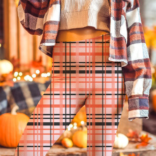 Leggings Rose, Orange et Noir à Carreaux Automne
