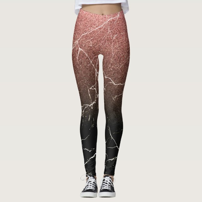 Leggings Rose Parties scintillant marbre noir (Devant)