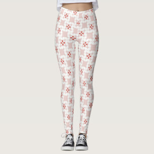 Leggings Rose pastel douce et blanche géométrique sans cout