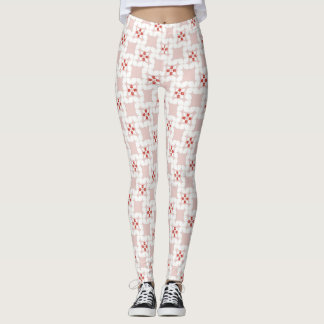 Leggings Rose pastel douce et blanche géométrique sans cout