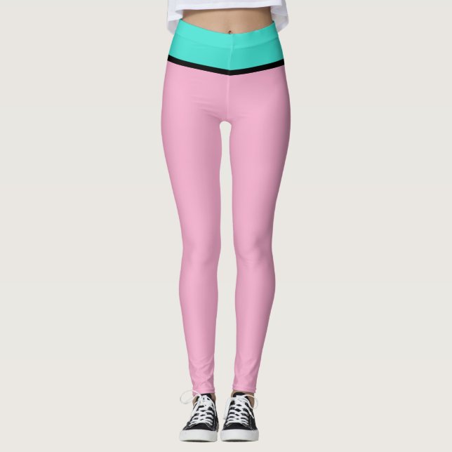 Leggings Rose pastel turquoise bleu (Devant)