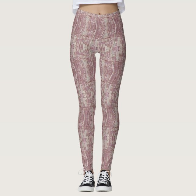 Leggings Rose Poussiéreuse Motif Texturé Abstrait (Devant)