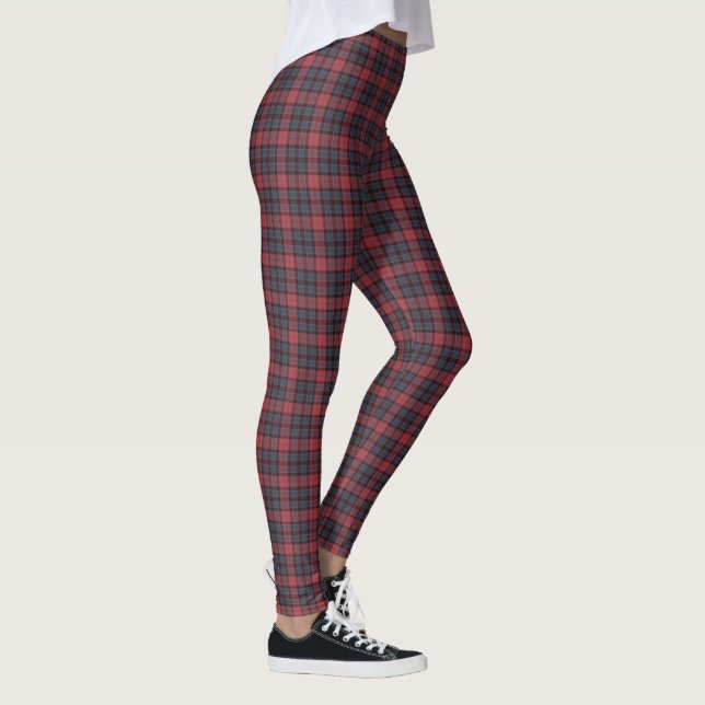 Leggings Rose Red Blue Black Plaid Tartan (Droite)