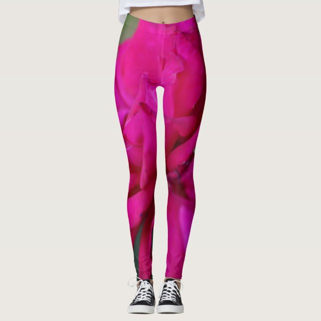 Leggings Rose rose fleurie (Devant)