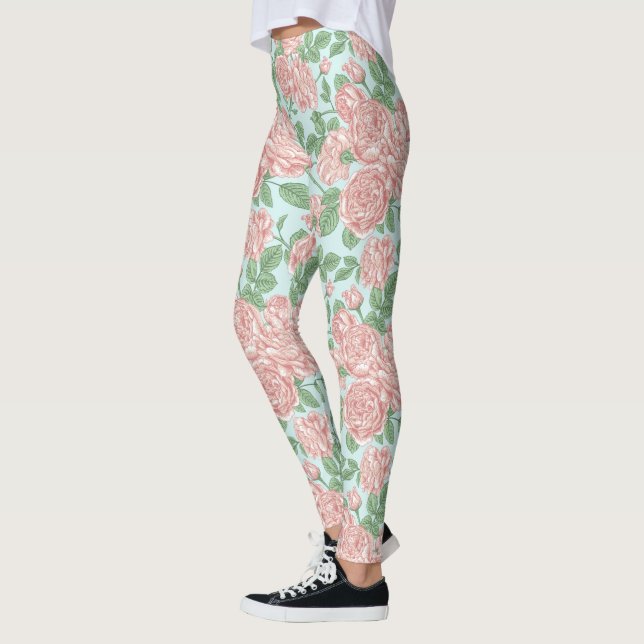 Leggings Rose rose Jardin Bouquet Motif (Gauche)