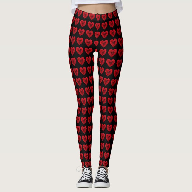 Leggings Rose rouge (Devant)