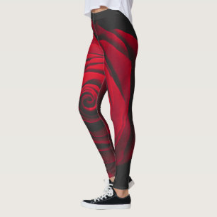 Leggings Rose rouge sur effet vintage arrière - plan noir