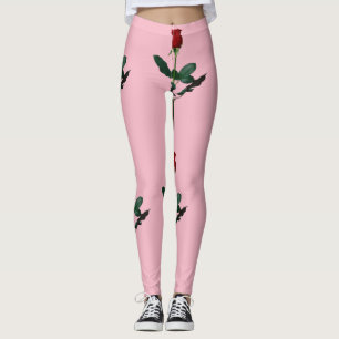 LEGGINGS ROSE ROUGE SUR ROSE
