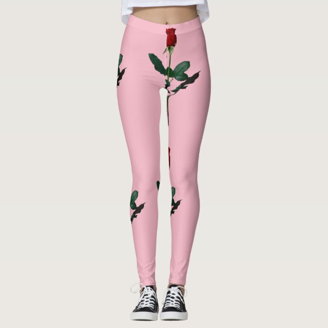 LEGGINGS ROSE ROUGE SUR ROSE (Devant)
