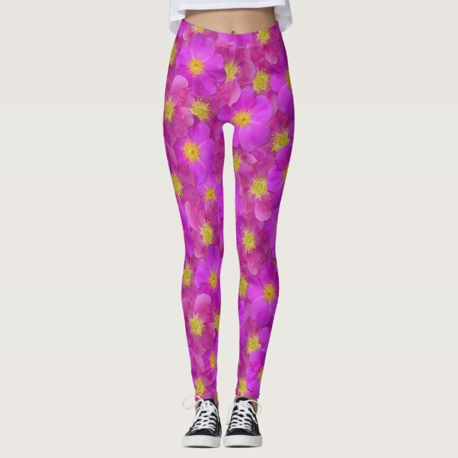 Leggings Rose sauvage Motif sans couture (Devant)