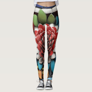 Leggings Rose unique en bois multicolore du temple de Taipe