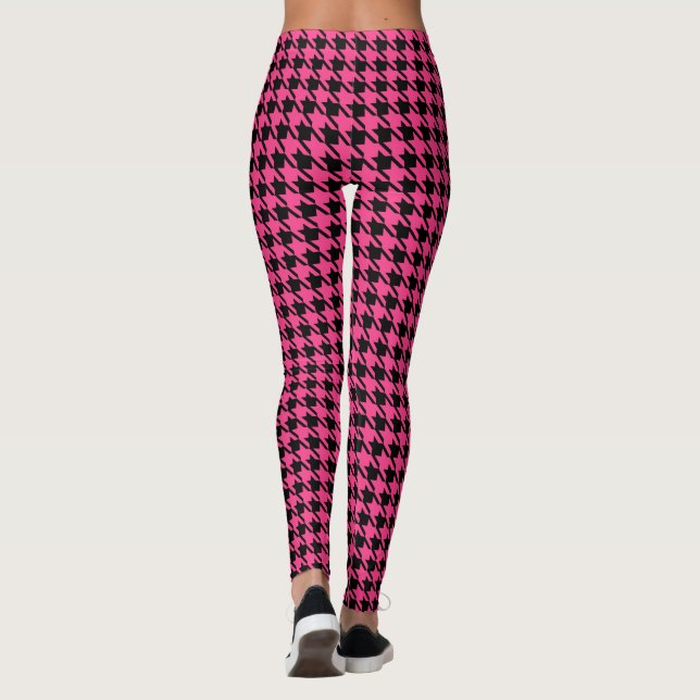 Leggings rose vif rétro à carreaux (Dos)