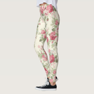 Leggings Rose vintage et rouge sur crème