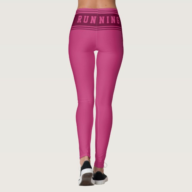 Leggings rose violet avec texte en course (Dos)