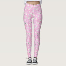 Leggings roses à motif lapin