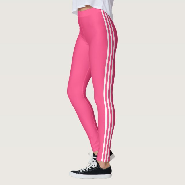 Leggings roses à rayures blanches Choisissez vos c (Gauche)