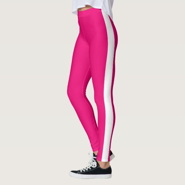 Leggings roses à rayures blanches ou Choisir des c (Gauche)