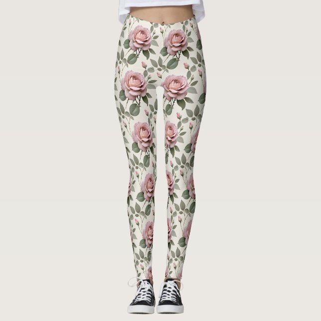 Leggings Roses anglaises classiques dans des teintes douces (Devant)