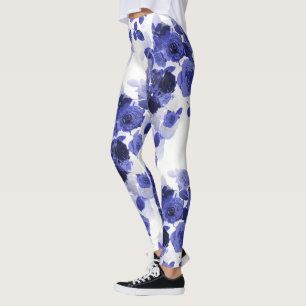 Leggings Roses bleu pourpre