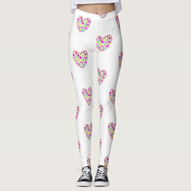 Leggings roses d'alimentation de fleurs (Devant)