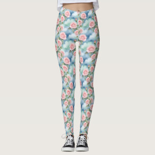 Leggings Roses dans des teintes d'aquarelle de rose clair e
