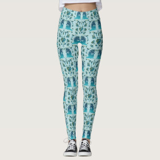 Leggings Roses dans un patch brut aqua