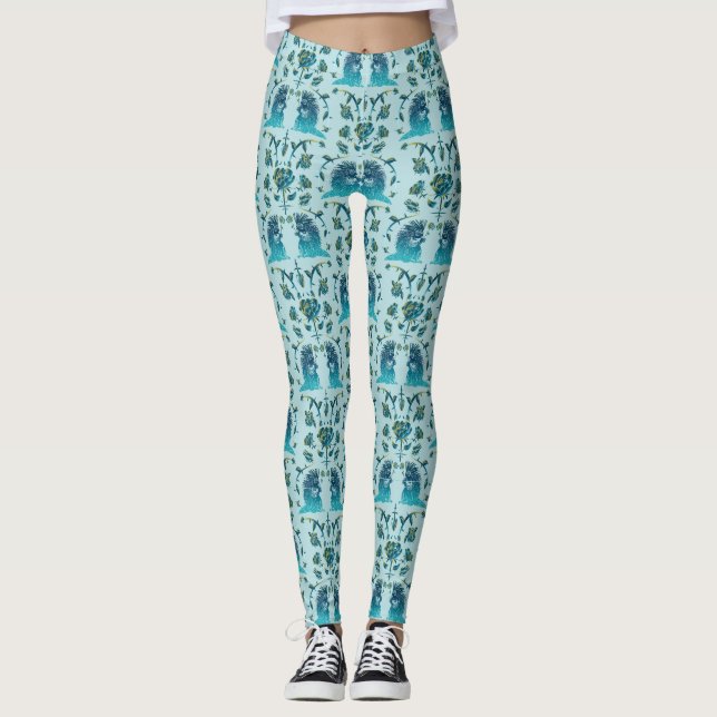 Leggings Roses dans un patch brut aqua (Devant)
