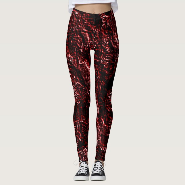 Leggings Roses de Goth de rouge orange (Devant)