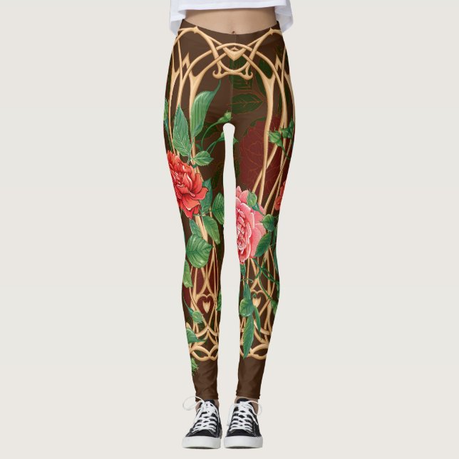 Leggings Roses de l'Art Nouveau : L'imitation de l'osier (Devant)