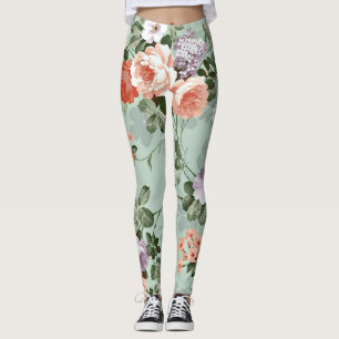 Leggings Roses de pêche vintages