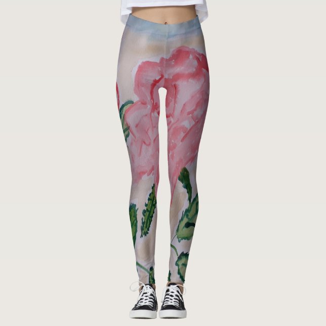 Leggings Roses d'été Abstraits (Devant)