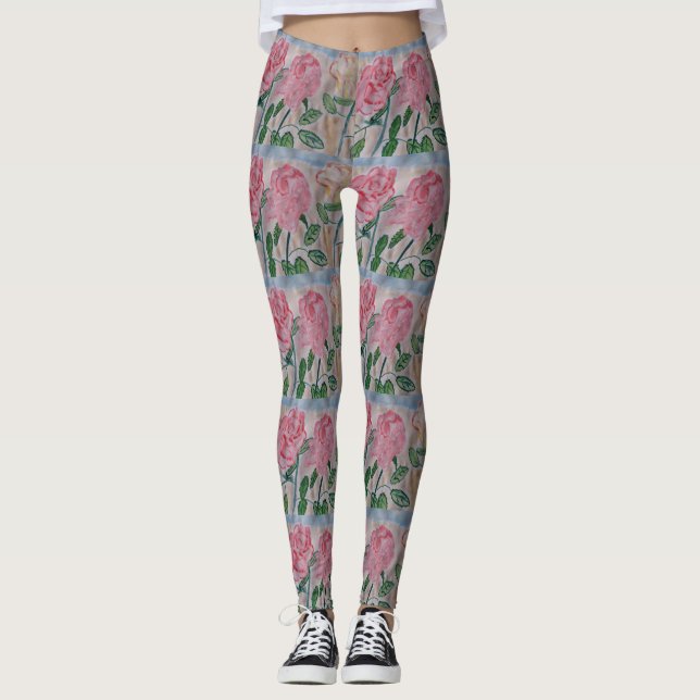 Leggings Roses d'été Abstraits (Devant)