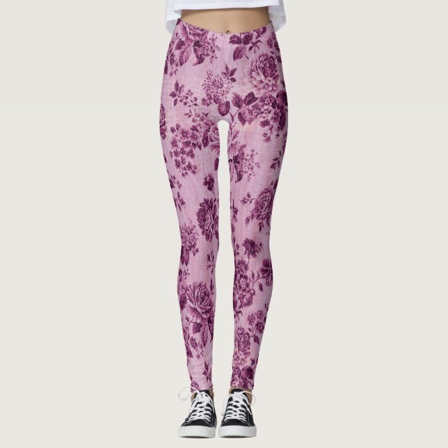 Leggings Roses doux en rose (Devant)