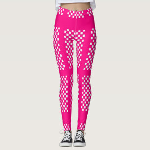 Leggings Roses Et Blancs Avec Grilles Et Chèques