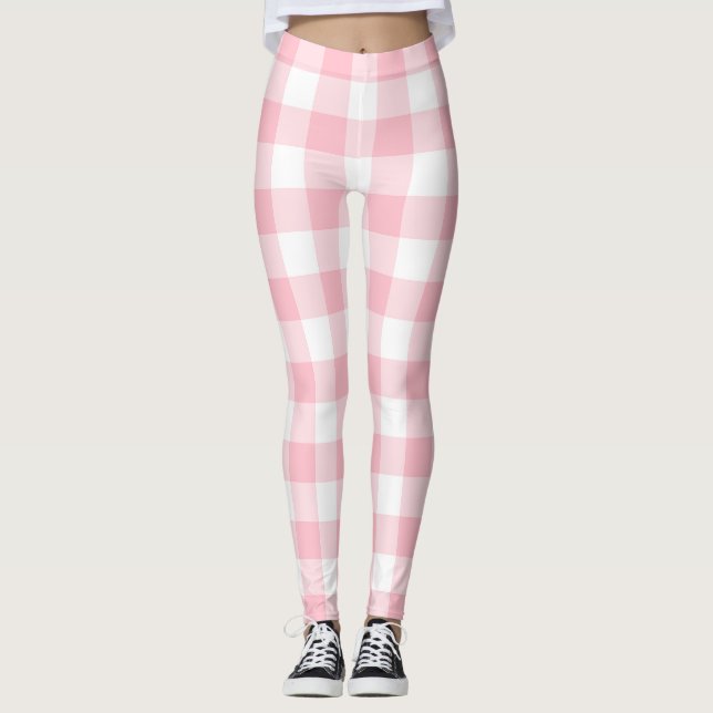 Leggings Roses et Blancs Gros En vichy chèques (Devant)
