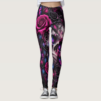 Leggings roses et crâne- ARH