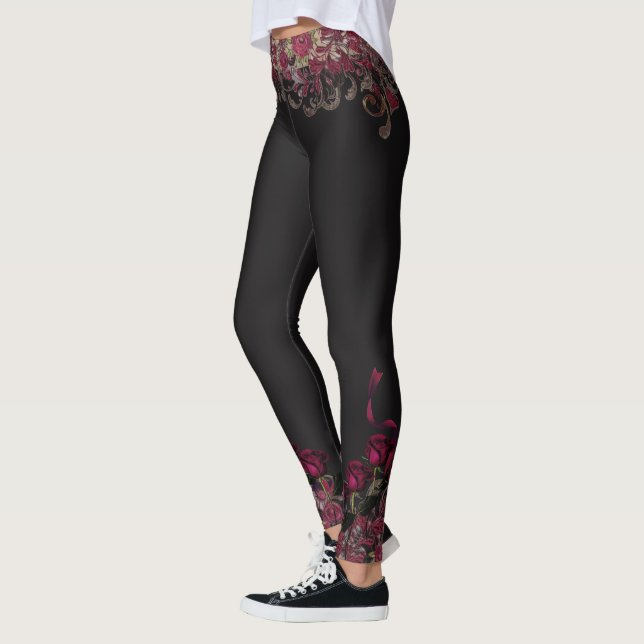 Leggings Roses et guêtres de ruban (Gauche)