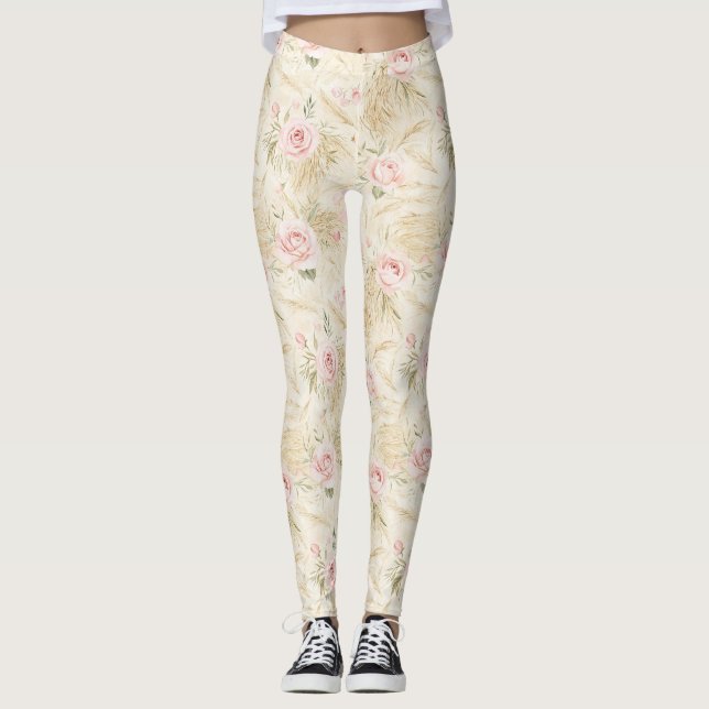 Leggings Roses Fleurs Roses (Devant)