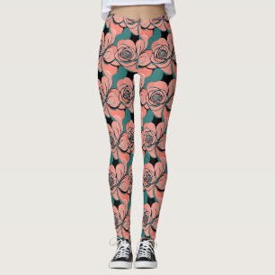 Leggings Roses géométriques dans des nuances de noir et de