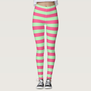 Leggings Roses indien et rayures vertes molles