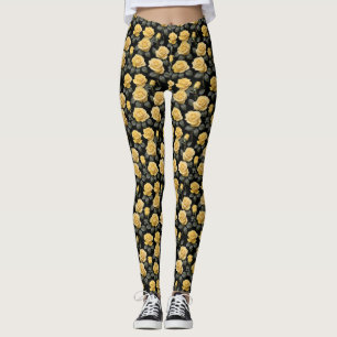 Leggings Roses Jaune Doré