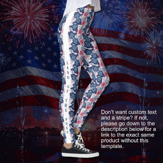 Leggings Roses patriotiques étoiles - rouge blanc bleu AVEC