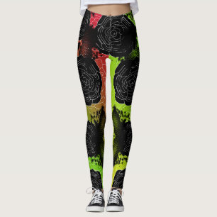 Leggings Roses-Rasta souillés par noir