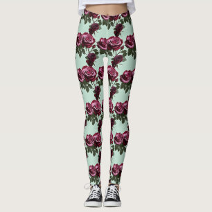 Leggings Roses Riches Violettes Et Rouges Profonds Sur Un F
